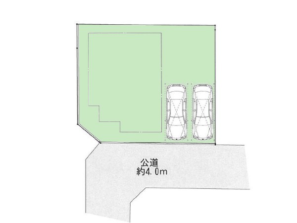 区画図:カースペース２台×広々南庭付♪