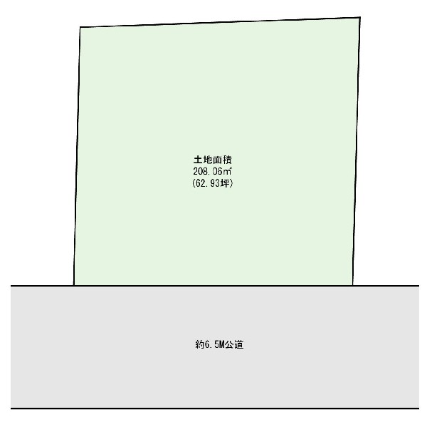 区画図:土地価格5980万円、土地面積208.05m2 敷地面積：208.06m2  広々としたお土地となります♪