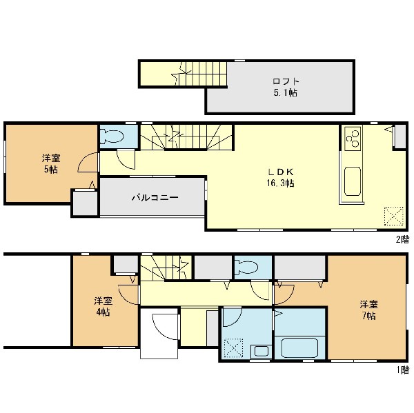 間取り:1号棟間取図