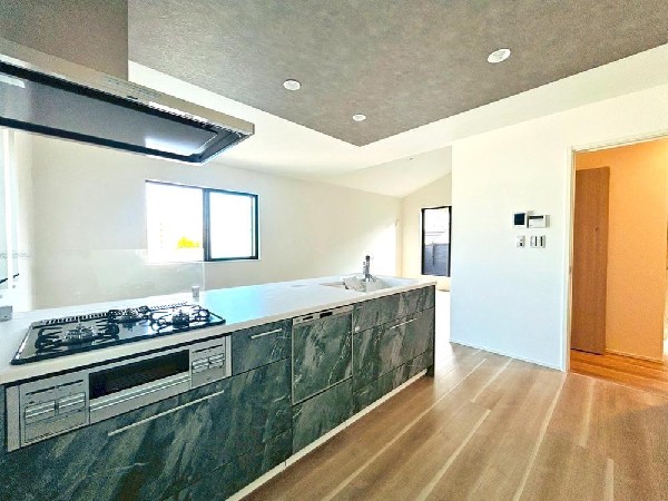 ☆☆ゆったりとしたキッチンスペース☆☆  家族の元気の源　それがこのキッチンです♪ひろびろとしたキッチンスペースには沢山の調理器具や調味料が収納でき、大きな流しもついてます　毎日のお料理が楽しみです♪