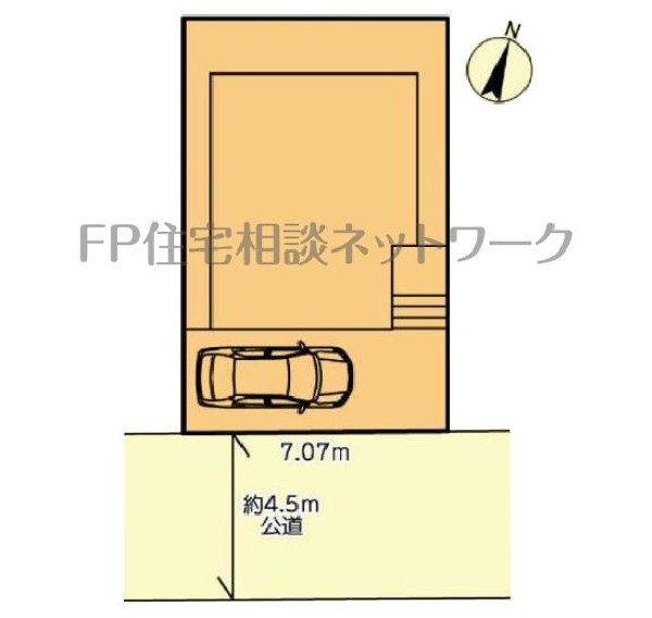 区画図:南側が幅員4.5ｍ道路に面し、陽当たり良好な立地です♪