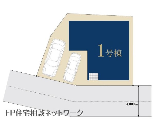 区画図:並列2台駐車可能なカースペース（車種によります）。多用途にご利用いただけるスペースです。セカンドカーや自転車もおけますし、お車での来客もＯＫ。