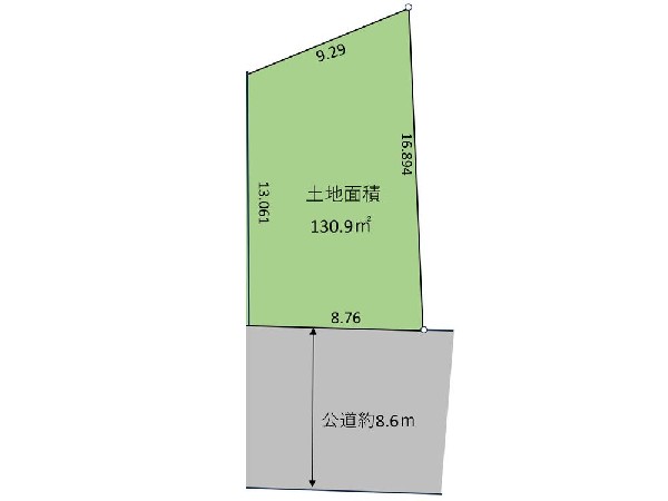 区画図:土地価格3600万円、土地面積130.9m2