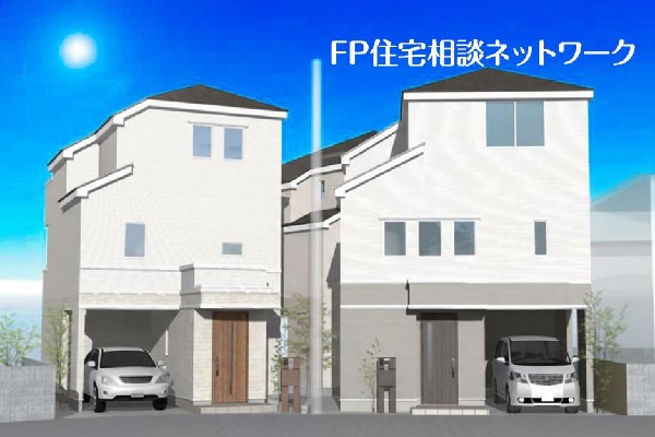 外観:建物プラン例（A、C号地）白を基調に2種類のアクセントカラーで個性を演出、爽やかな中にもあたたかみを感じさせるデザイン。青空を背景に凛と立つスタイリッシュな外観が、住まう人に誇りを与えてくれます。