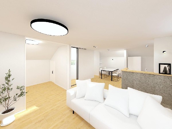 リビング  ☆☆家族の会話や笑顔が行き交うリビング☆☆  リビングで子供を走り回らせたい♪大きなソファやダイニングテーブルでゆったり食事をしたりくつろぎたい♪そんな夢が叶えられる空間です♪