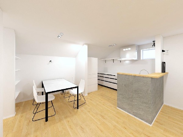 リビング  窓をあけるとすがすがしい空気が肌をひきしめる朝。鳥たちのさえずりが「おはよう」のあいさつに聞こえる。大好きなオムライスとコーヒーの香りにゆっくりと笑顔に変わっていく時間。