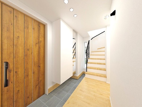 玄関  住まう人の帰り、訪れる人を優しく迎える安らぎに満ちた空間　上質感あふれるエントランス