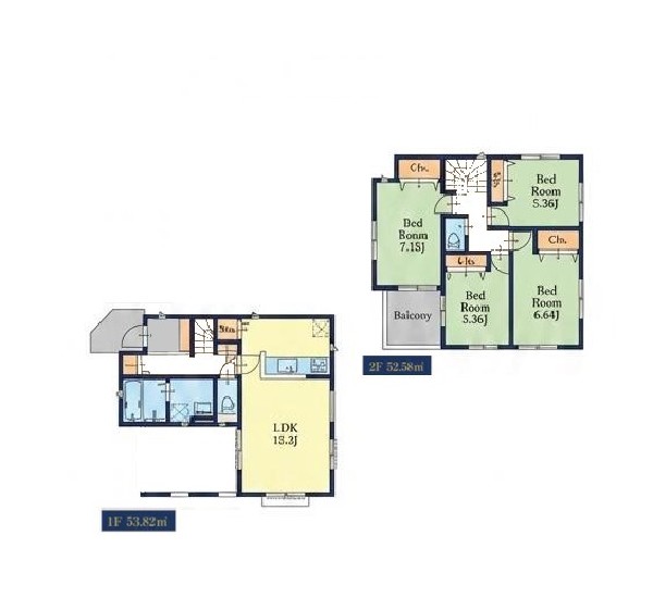 間取り:1号棟間取図