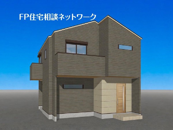 外観:（A号棟）完成予想図  黒を基調に個性を演出。クールな印象の中にあたたかみを感じさせるデザイン。青空を背景に凛と立つスタイリッシュな外観が、住まう人に誇りを与えてくれます。