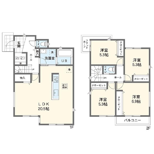 間取り:1号棟間取図