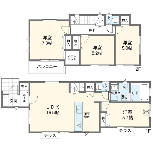 間取り:1号棟間取図