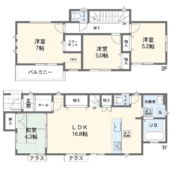 間取り:2号棟間取図