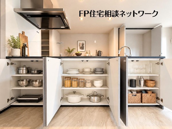 リビングを見渡せ家族の気配を感じられる、そんな空間を演出できるキッチンです。（本画像はCGで作成しており、実際に現地に家具・家電等はおかれておりません。また価格に家具・家電等は含まれておりません。）