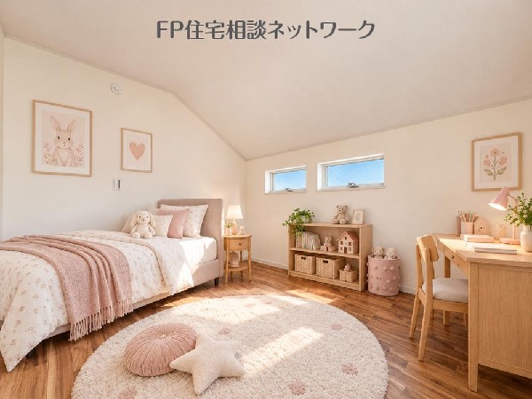 お子様の成長に合わせて自由にレイアウトできる、明るく使いやすい子供部屋です♪（本画像はCGで作成しており、実際に現地に家具はおかれておりません。また価格に家具は含ません）
