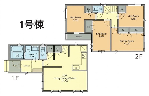 間取り:１号棟間取図