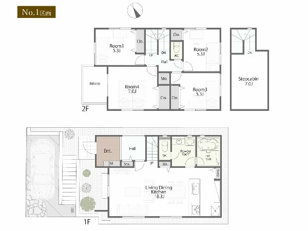 外観:参考間取図【プラン例　建物価格1980万円　建物面積98m2】