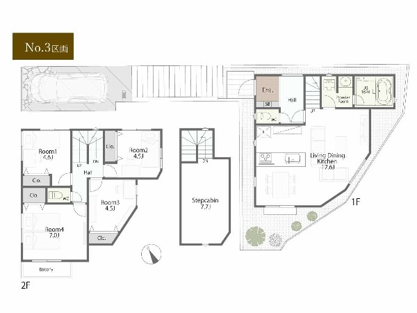 外観:参考間取図【プラン例　建物価格1980万円　建物面積98m2】