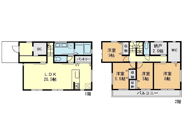 外観:建物プラン例4LDK+S、建物価格3100万円、建物面積120.91m2