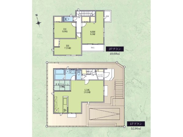 外観:建物プラン例　間取り：4LDK、土地面積：132.27平米、建物面積102.67平米、建物価格：2430万円