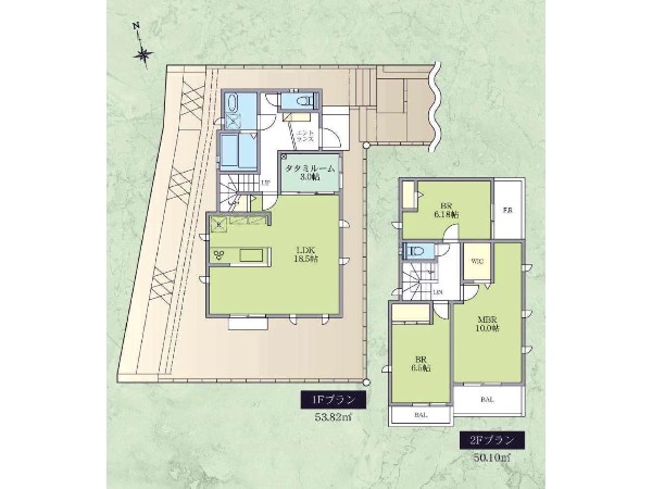 外観:建物プラン例　間取り：4LDK、土地面積：217.42平米、建物面積103.92平米、建物価格：2480万円