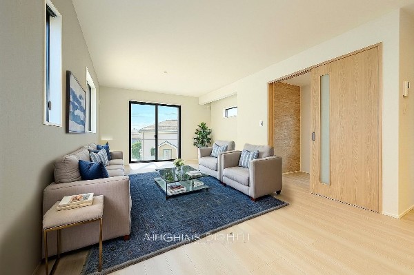 ■リビング■本画像はAIがCGで家具作成しており、実際の現地に家具は設置されておりません。また、販売価格に家具等は含まれておりません。