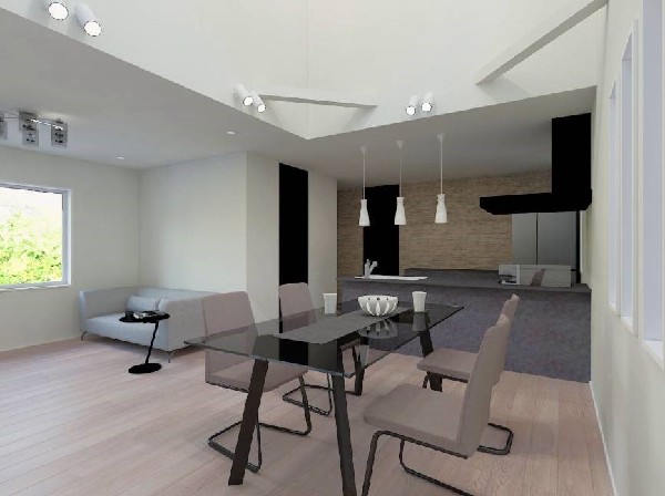 完成予想イメージ：大切な家族が集まるからこそこだわりたいLDK。休日はお陽さまの光をたっぷりと取り込めるぽかぽかリビングで過ごしませんか。