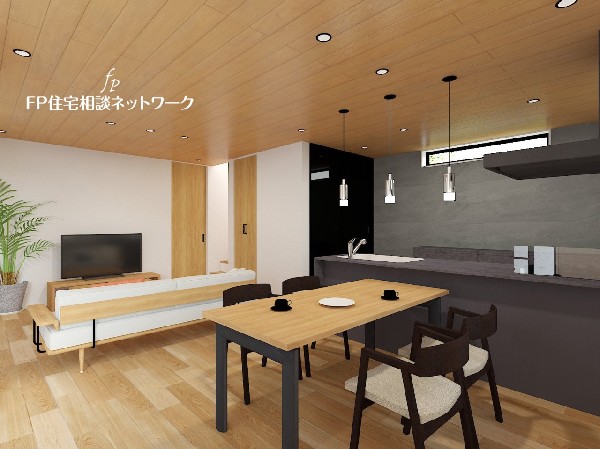 （3号棟　内観イメージパース）オープンな空間を生み出す、広がりとゆとり。家族と過ごす時間を大切にしたい方にぴったりのゆとりある住空間です。