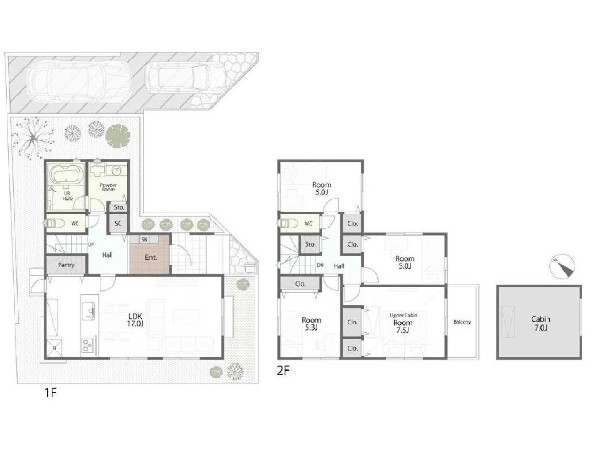 外観:【2区画参考プラン】土地価格： 2500万円プラン建物価格： 2205万円プラン間取り： 4LDK土地面積： 128.58m2プラン建物面積： 101.02m2