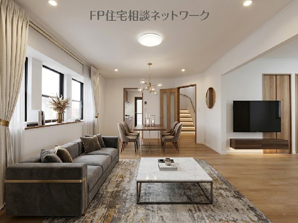 ■リビング■本画像はAIがCGで家具作成しており、実際の現地に家具は設置されておりません。また、販売価格に家具等は含まれておりません。