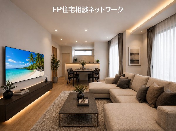 ■リビング■本画像はAIがCGで家具作成しており、実際の現地に家具は設置されておりません。また、販売価格に家具等は含まれておりません。