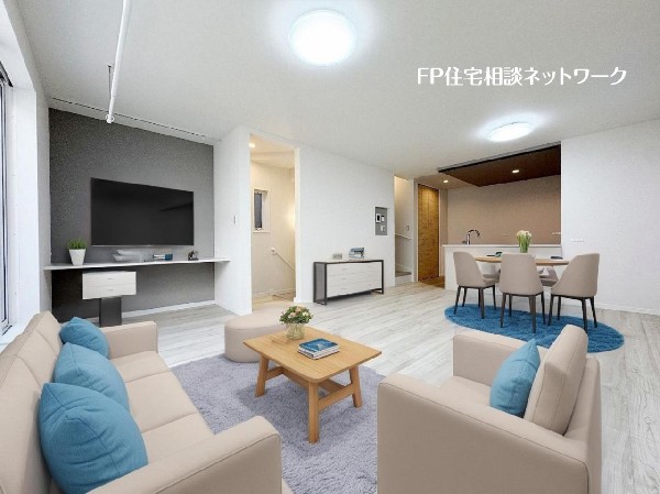 ■リビング■本画像はAIがCGで家具作成しており、実際の現地に家具は設置されておりません。また、販売価格に家具等は含まれておりません。