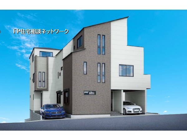 外観:洗練されたデザインが際立つスタイリッシュな邸宅。ビルトインガレージを確保し、快適な暮らしを叶えるゆとりある住まいです。
