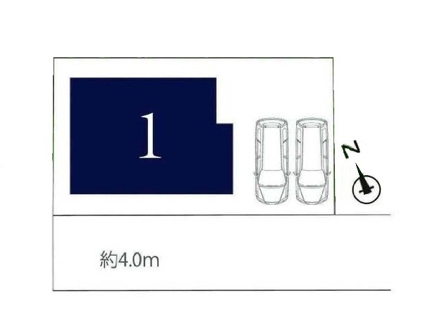 区画図:整形地の敷地！カースペース並列2台可能なゆとりの敷地です。