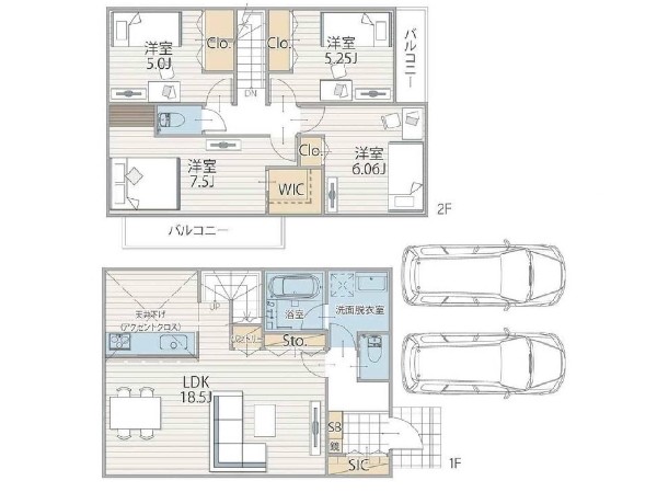 外観:1区画　参考間取り