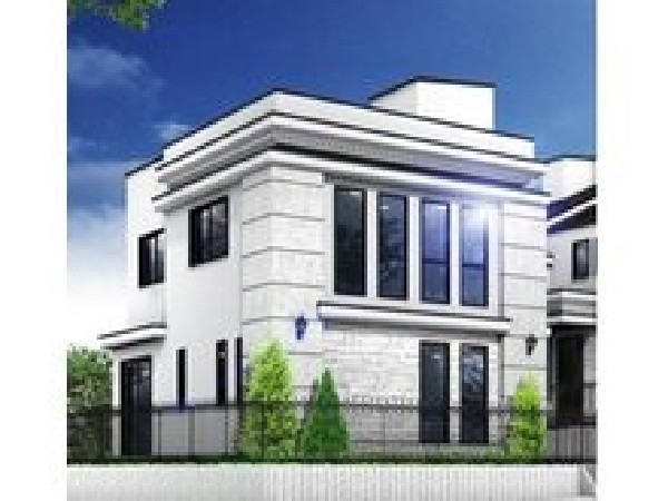 外観:【建物プラン例　建物価格2500万円（税込）建物面積100m2】Vanilla（バニラ）外壁のさりげないストーンアクセントとモールディングがエレガントなファサードを演出します。
