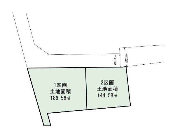 区画図:整形地でお好みの間取りを入れやすい土地です。