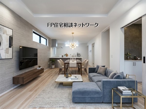 【LDK│18.7帖】  本画像はAIがCGで家具を作成しており、実際の現地に家具は設置されておりません。また、販売価格に家具等は含まれておりません。