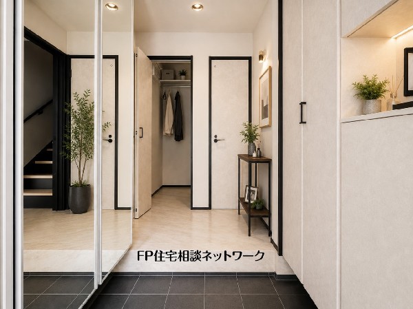 ■玄関■本画像はAIがCGで家具作成しており、実際の現地に家具は設置されておりません。また、販売価格に家具、小物等は含まれておりません。