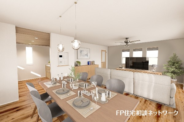 類似内観同仕様：家族だんらんのスペースとなるリビング。家具の配置がしやすい広さを確保しつつ、窓が多い設計は色々な角度から光が取り込めるこだわりの間取りです。