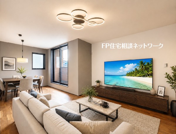 【LDK│14.8帖】  本画像はAIがCGで家具を作成しており、実際の現地に家具は設置されておりません。また、販売価格に家具等は含まれておりません。