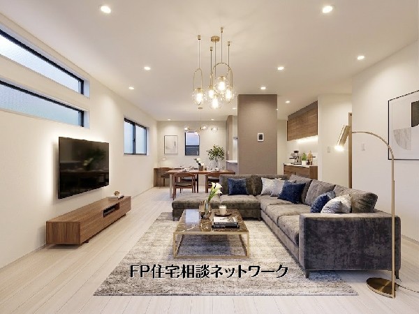 【LDK│19.5帖】  本画像はAIがCGで家具作成しており、実際の現地に家具は設置されておりません。また、販売価格に家具等は含まれておりません。