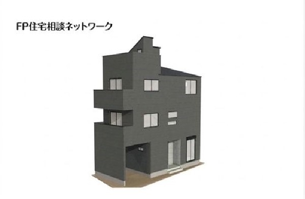 外観:東南角地に位置し黒を基調にしたスタイリッシュデザイン！広々したルーフバルコニーも完備した住宅です。