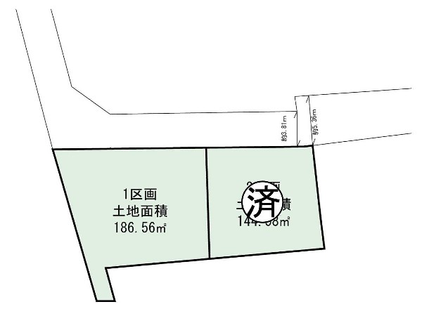 区画図:整形地でお好みの間取りを入れやすい土地です。