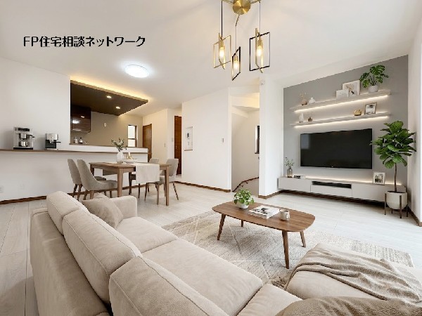 ■リビング■本画像はAIがCGで家具作成しており、実際の現地に家具は設置されておりません。また、販売価格に家具、小物等は含まれておりません。