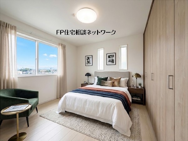 【洋室│8帖】  本画像はAIがCGで家具を作成しており、実際の現地に家具は設置されておりません。また、販売価格に家具等は含まれておりません。