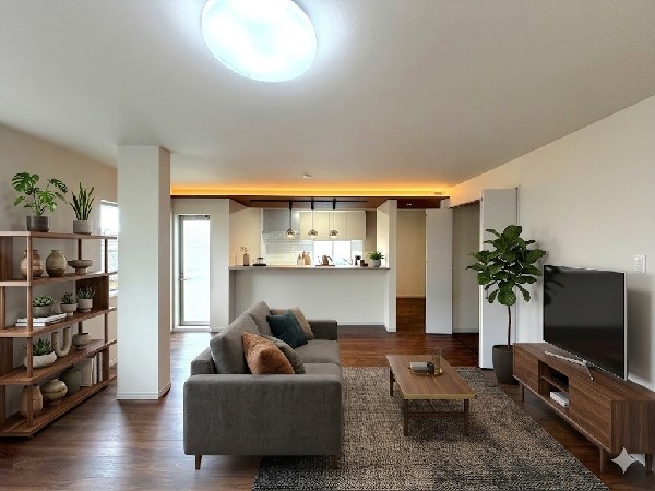 ■リビング■本画像はAIがCGで家具作成しており、実際の現地に家具は設置されておりません。また、販売価格に家具等は含まれておりません。