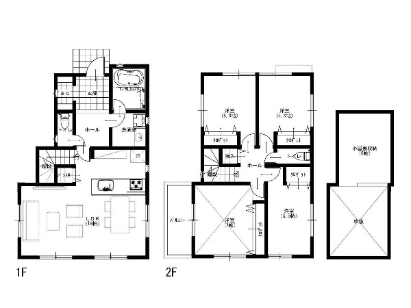 外観:建物プラン例(1区画)4LDK、土地価格4280万円、土地面積103.94m2、建物価格2200万円、建物面積101.85m2