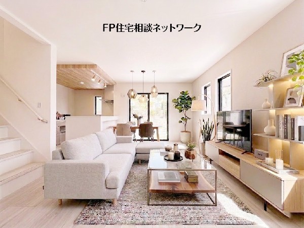 ■リビング■本画像はAIがCGで家具作成しており、実際の現地に家具は設置されておりません。また、販売価格に家具、小物等は含まれておりません。