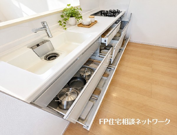 本画像の植栽、キッチン道具、小物等はCG生成の配置イメージです。販売価格にこれらは含まれず、付帯しません。