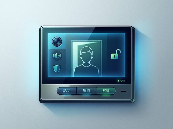 TVモニター付きインターホン　室内から訪問者の顔を映像で確認しながら通話できる便利な防犯設備です。不審者対策やトラブル防止に役立ち、日々の安心を支えます。